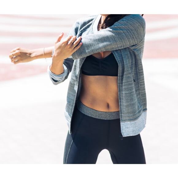 Athleta x Derek Lam Marled Grey Long Sleeve Zip Jacket - Picture 1 of 8